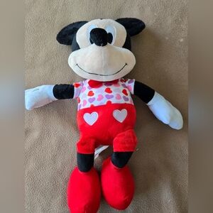 Disney Mickey Mouse Valentine Love Stuffed Plush 18" Shirt Hearts and Bow Tie